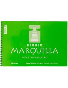 Paq 10 bloc dibujo espiral 95g fº 20h con recuadro a4